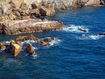 Rock formation in sea