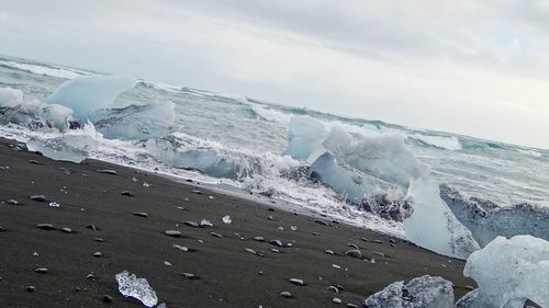 Icebergs on beach