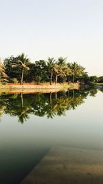 Scenic view of lake against clear sky
