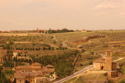 Residential district against sky