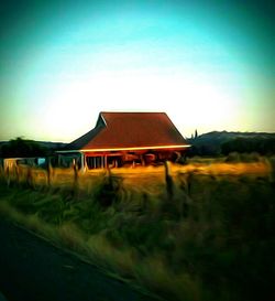 Houses on countryside landscape