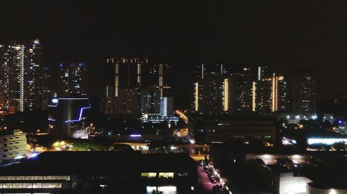 Illuminated city at night