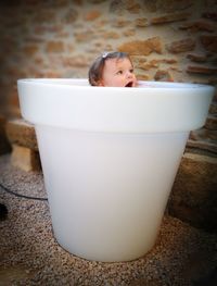 Baby girl in bathtub