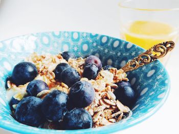 Close-up of fresh breakfast served in bowl