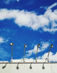 Low angle view of building against blue sky