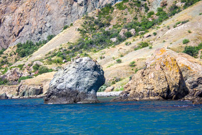 Scenic view of sea and rocks