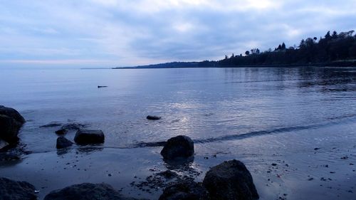 Scenic view of sea against cloudy sky