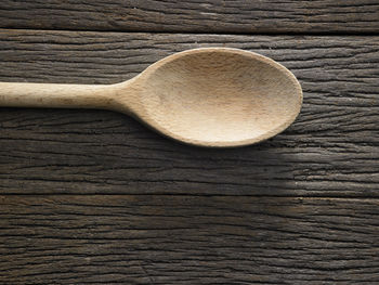 Directly above shot of wooden spoon on table