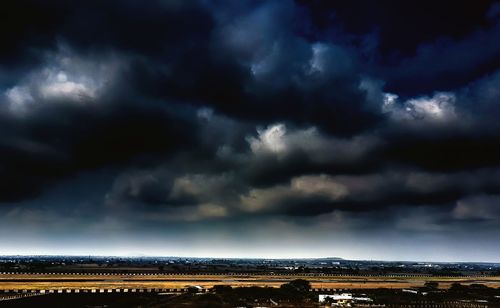 Storm clouds over landscape