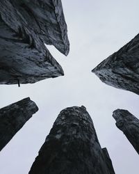 Low angle view of rock formation against sky