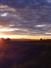 Scenic view of field against cloudy sky