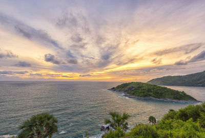 Scenic view of sea against sky during sunset