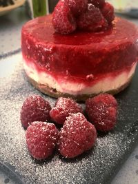 Close-up of strawberries on table