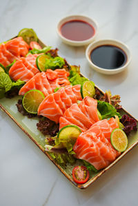 Close-up of sushi in plate