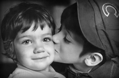 Close-up portrait of smiling boy