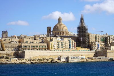 Valetta skyline on blue sea, malta, europe