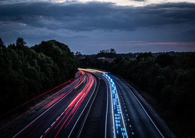 Moody light trails on motorway 