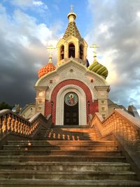 Low angle view of temple against sky