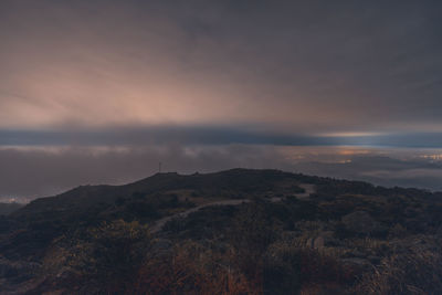 Scenic view of landscape against sky during sunset