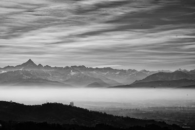 Scenic view of mountains against sky