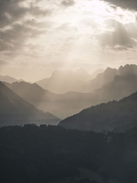 Sun rays land on the french alps