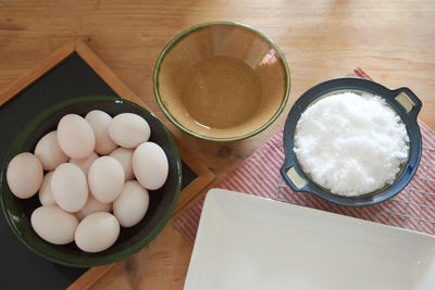 High angle view of food on table