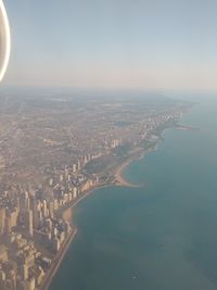 Aerial view of city and sea