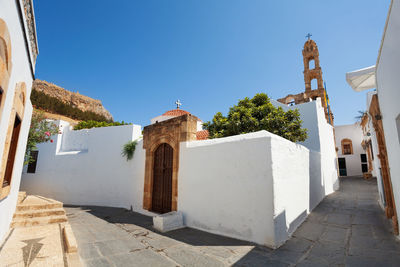 Church against clear blue sky