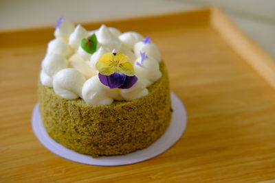Close-up of dessert on table