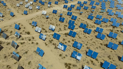 High angle view of solar panel on field