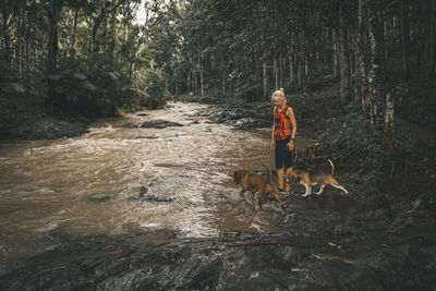 Portrait of man standing in water