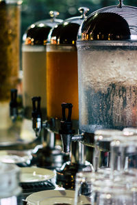 Close-up of beer in glass