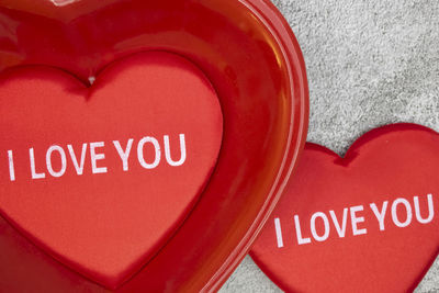 Close-up of text on heart shape