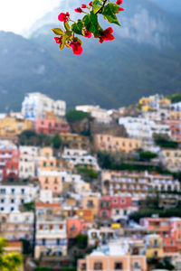 High angle view of buildings in city