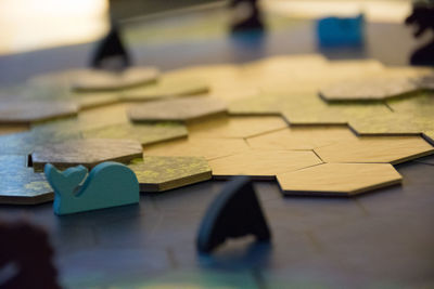 Close-up of objects on table