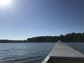 Scenic view of lake against clear blue sky