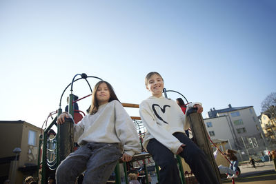 Portrait of girls on playground