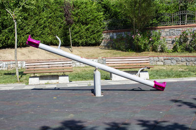 Empty bench in park