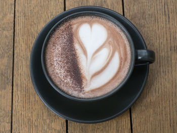 High angle view of coffee on table