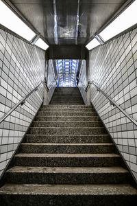 Empty urban subway steps to the underground