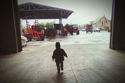 Woman standing in city
