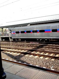 Train on railroad station platform