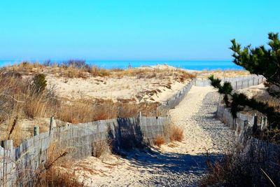 Scenic view of sea against clear sky