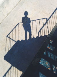 Shadow of woman on steps at road