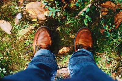 Low section of man standing on ground