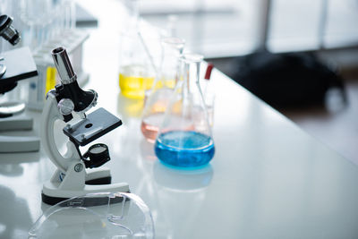 View of laboratory glassware at lab