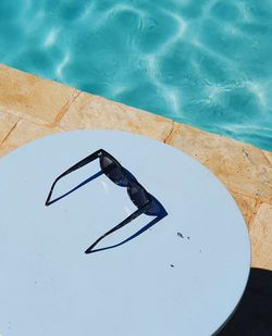 High angle view of bread in swimming pool