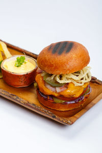 Close-up of breakfast served on plate