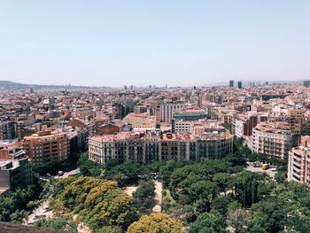 High angle view of buildings in city