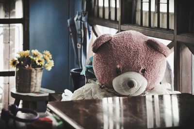 Stuffed toy on table at home